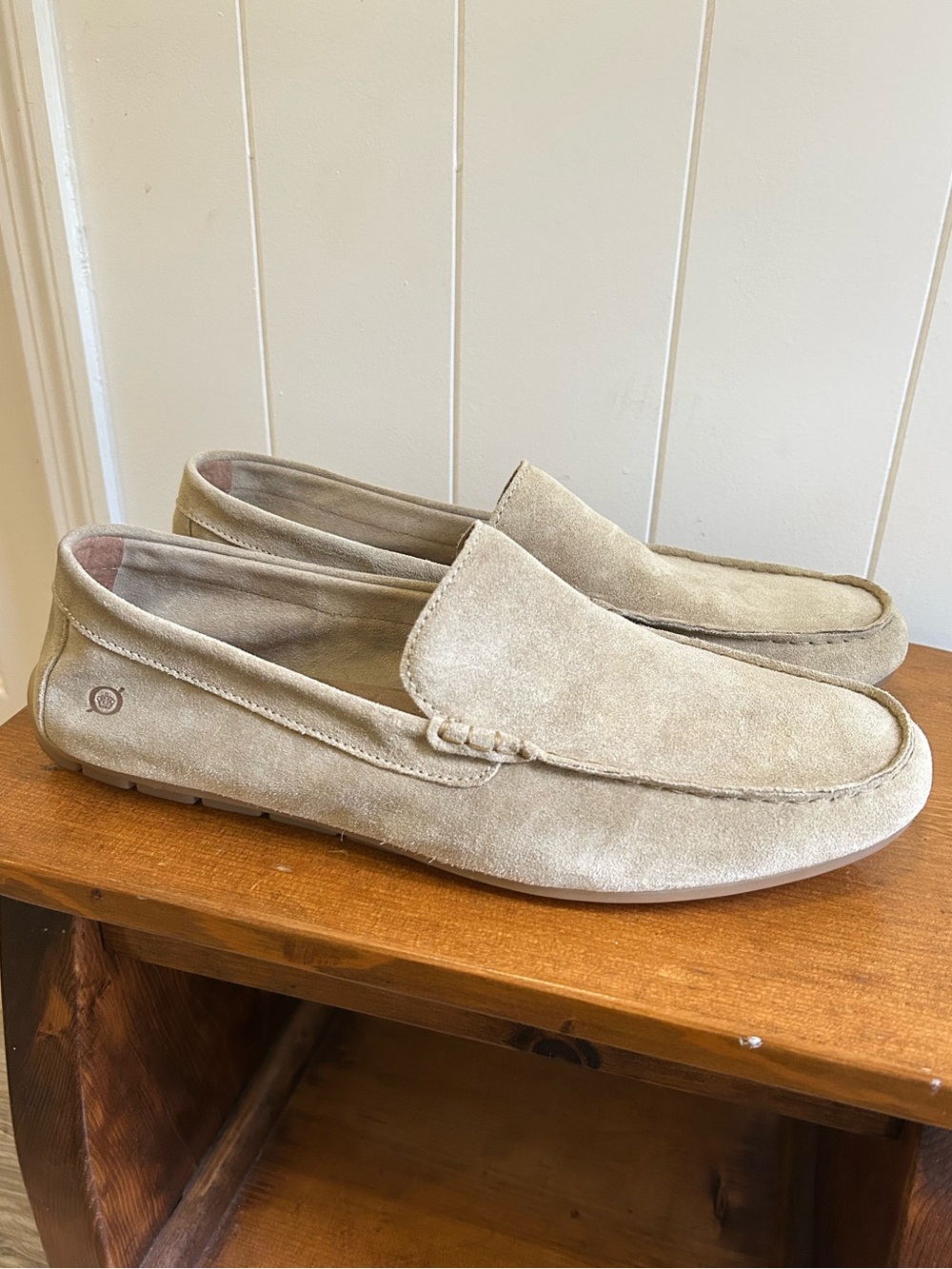 Børn Genuine Leather Allan Taupe Sand Beige Suede Driving Moc Loafers Moccasins